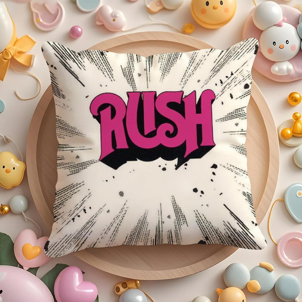 ROCK BAND R-RUSH Pillow Case Plush Fabric Soft Double-Sided Printed Sofa Home Decor Fine Winter  Gift Cushion Cover