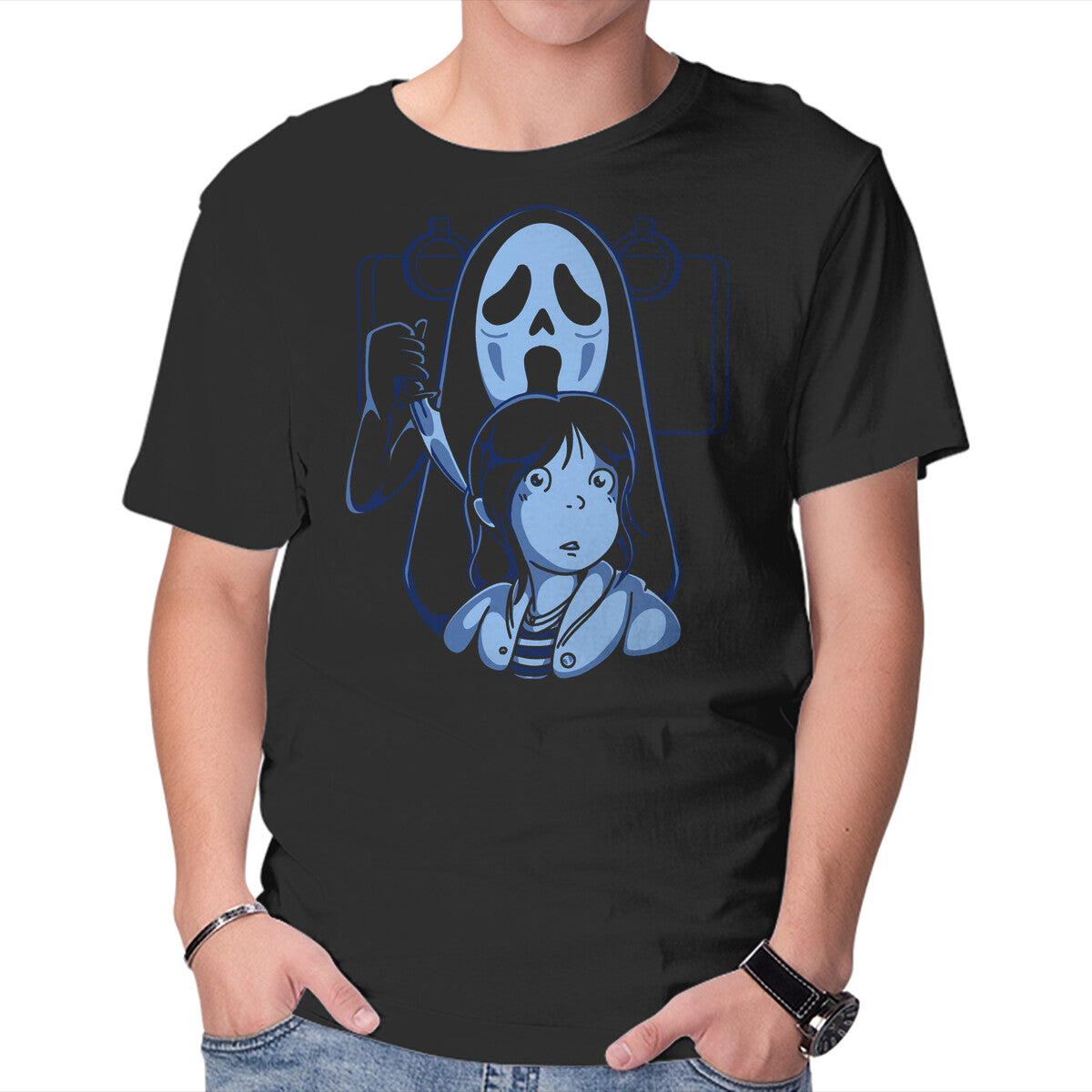 Unisex Crew Neck T-Shirt Ghostfaced Away Graphic Short Sleeve Casual Tee S