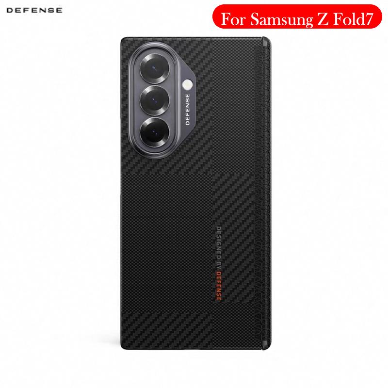 DEFENSE Kevlar Hülle für Samsung Z Fold 7 Kohlefaser Kabelloses Laden Rückseiten Hülle für SAMSUNG Z FOLD 7