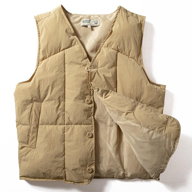 Herren Japanischer Retro V-Ausschnitt Flauschige gesteppte Weste - Warm & Ärmellos für Herbst/Winter Outdoor