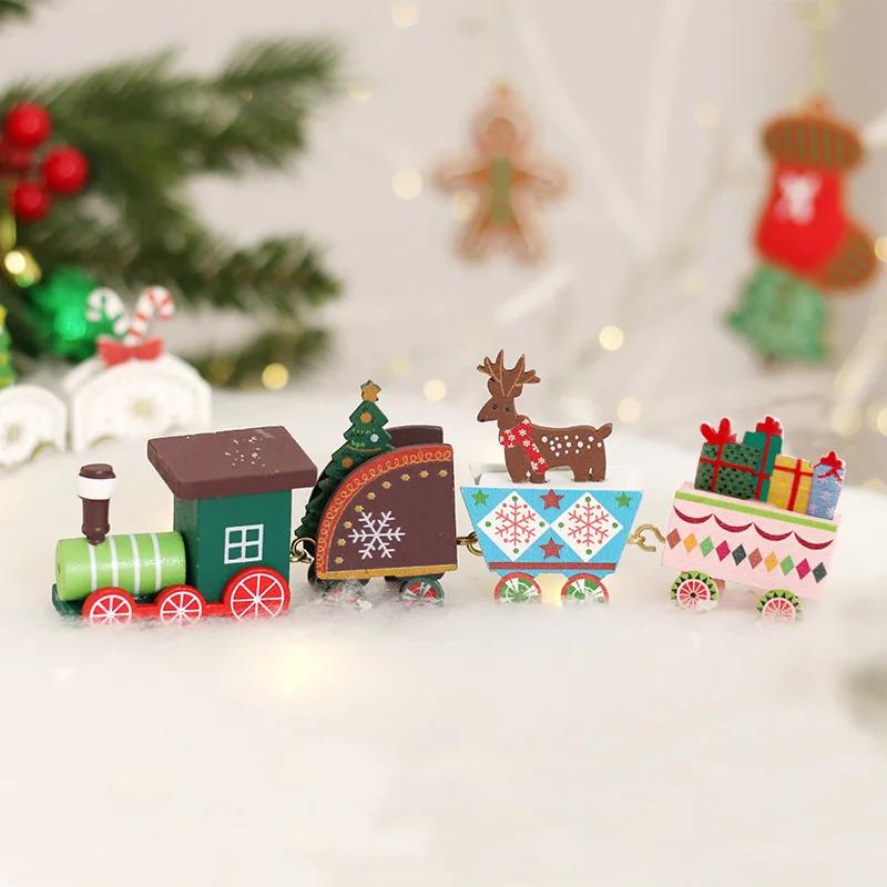 3 Styles of Christmas Decorations, Christmas Painted Wooden Train Ornaments, Children's Toys and Gifts