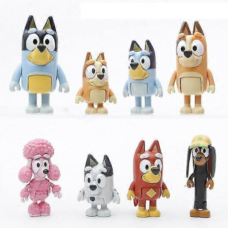 8dílná sada Bluey Hračky Anime Kloubové Pohyblivé Akční Figurky Model Dárky Figurky [HK] jedna velikost