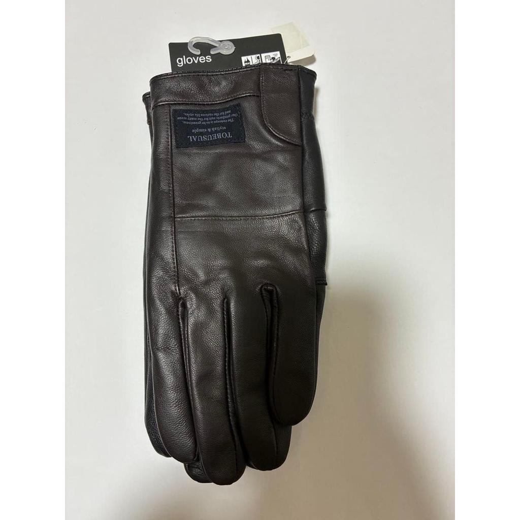 Used TOBEUSUAL Faux Leather Gloves, Brown, Men's
