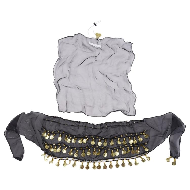 2 Peças Roupas de Dança do Ventre Fantasia Cigana Traje de Dança do Ventre Lenço de Quadril com Moedas Lenço de Cabeça