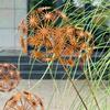 1 Set Vintage Löwenzahn Garten Skulpturen, 3D Kugel Blumenstäbe für die Gartengestaltung, Rustikale Metallpflanzenkunst mit manueller Blütenblattöffnung