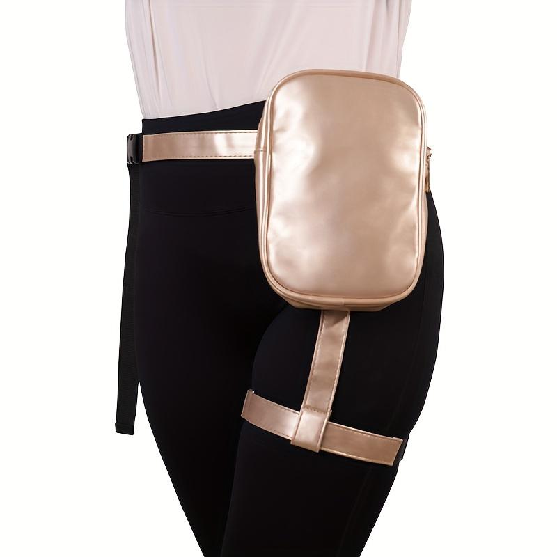 Women Multiway Thigh Leg Bag,Waterproof PU Waist Fanny Pack, Adjustable Strap Crossbody Belt Pouch for Running Club Travel Daily