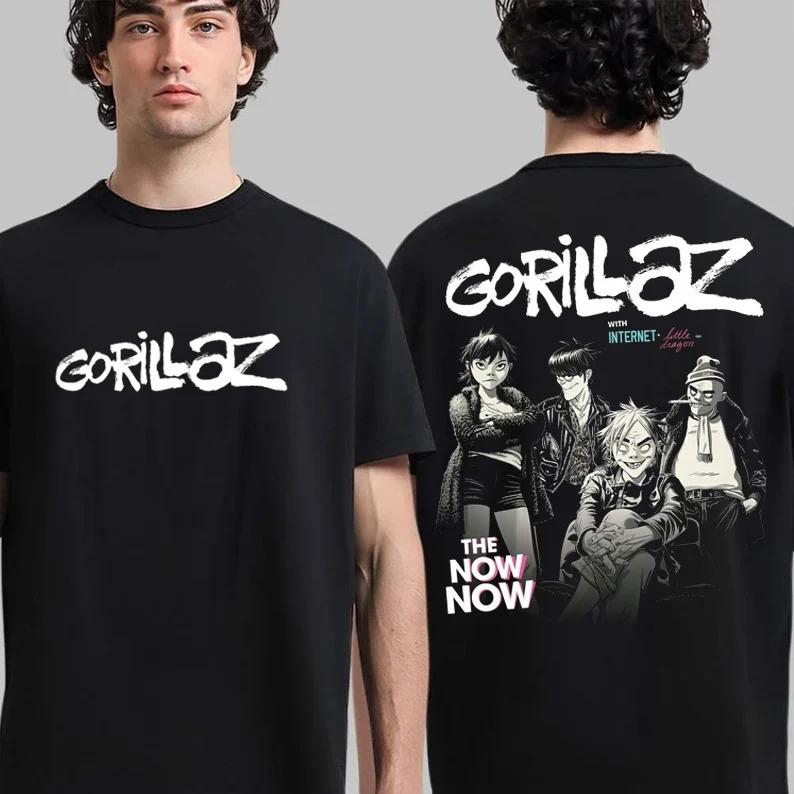 

Футболка с принтом группы Gorillaz Мужская Оверсайз Y2k Уличная одежда С коротким рукавом Летняя Хлопок Модная Повседневная Свободная Женская Мужская Одежда 4XL