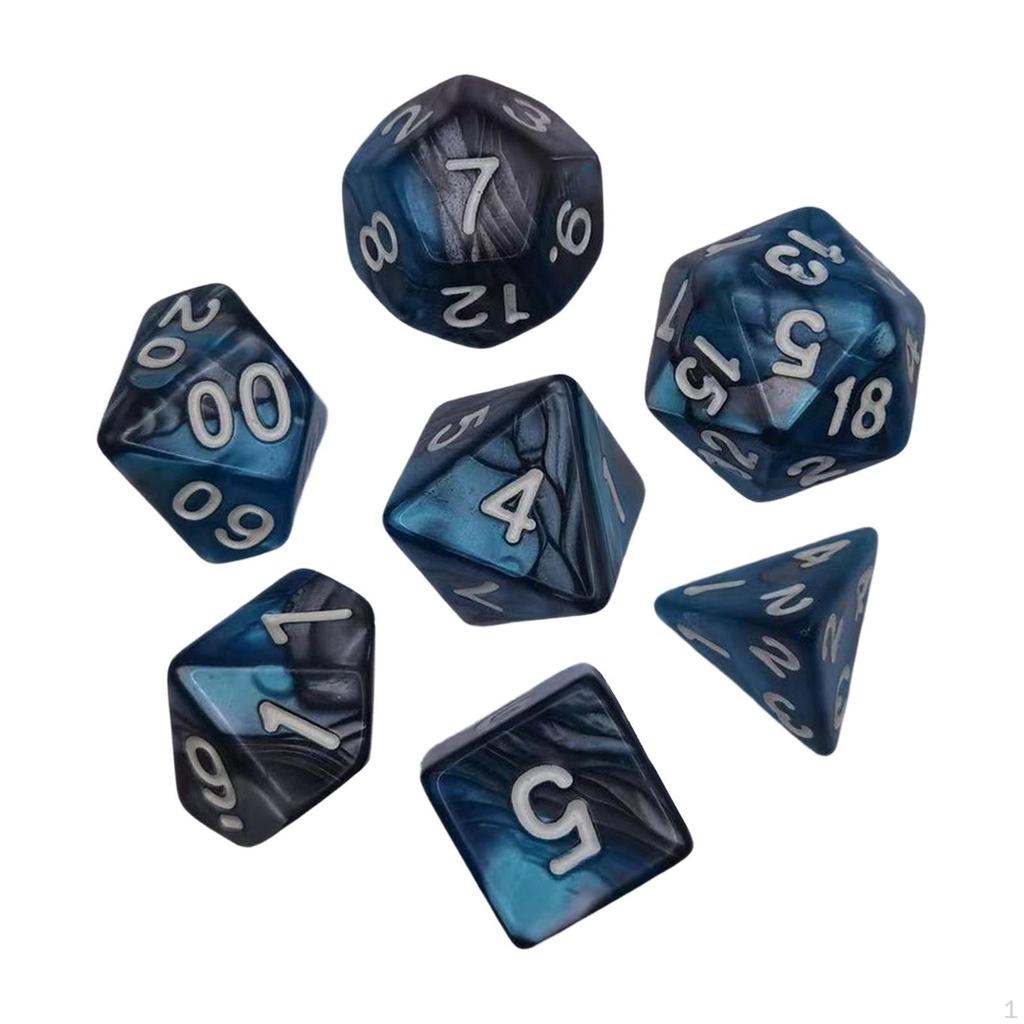 7 stycken färgglada polyedriska tärningar samling brädspelsrekvisita leksaker presenter Hållbar slät yta för