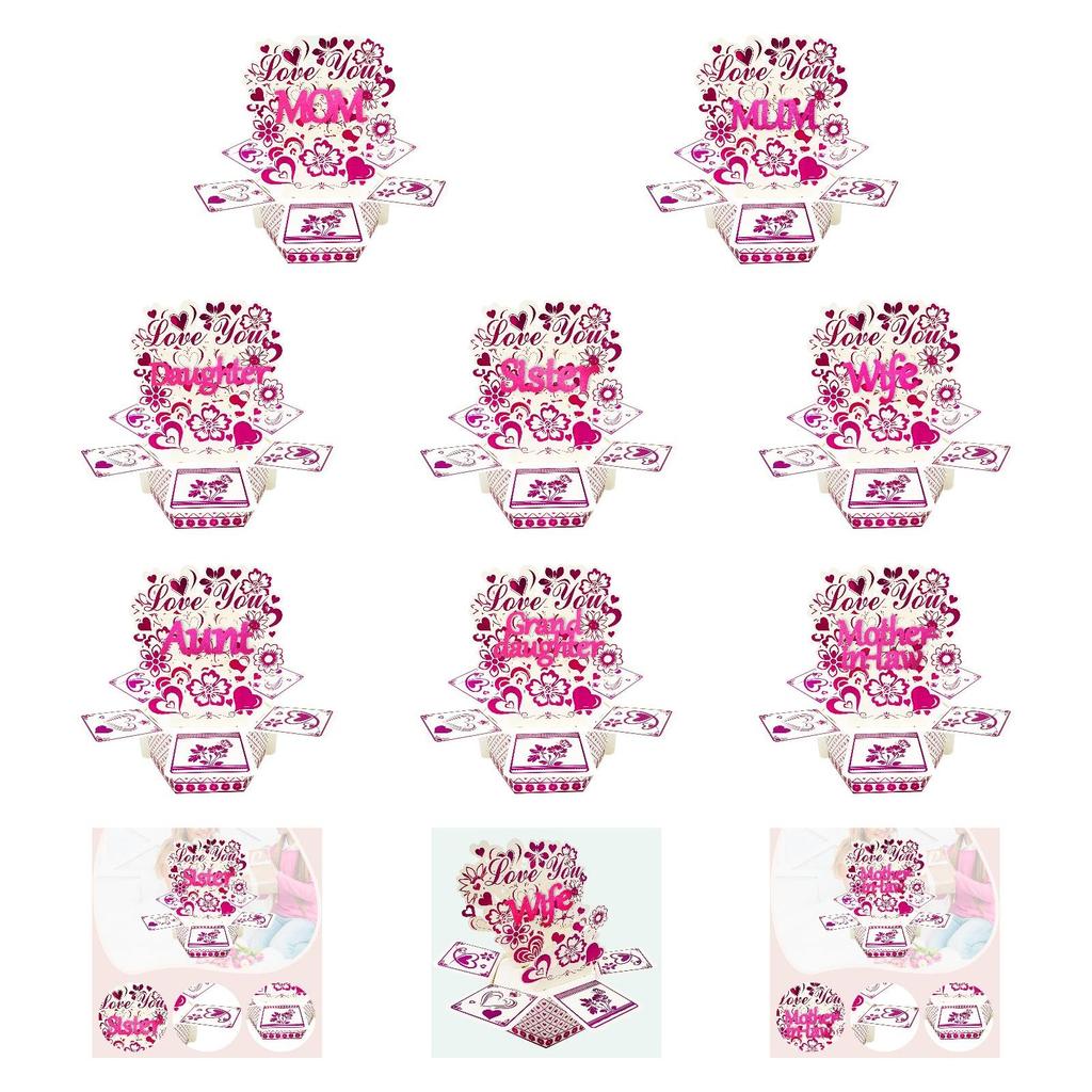 Customizable Flower Heart Popup Card Unique Greeting Cards for Wedding Valentine’s Day Christmas New Year Thank Festival