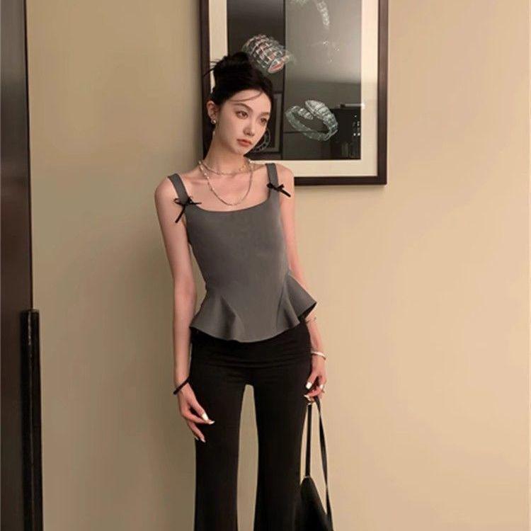 Women s Sweet & Spicy Bow Camisole - Stylish Sleeveless Summer Top S серый