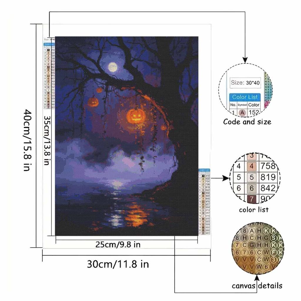 Halloween pumpkin moon lake diamond painting kit handmade diy painting home decoration painting