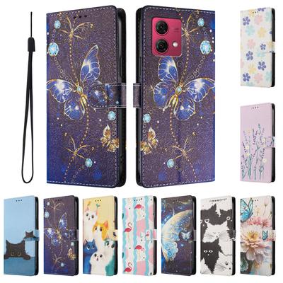 Hülle an für Motorola Moto G84 G64 G54 G24 Power G34 G14 G04 G04S G73 G53 G23 G13 Abdeckung Niedliche Bedruckte Leder Klapphandy Hülle Capa