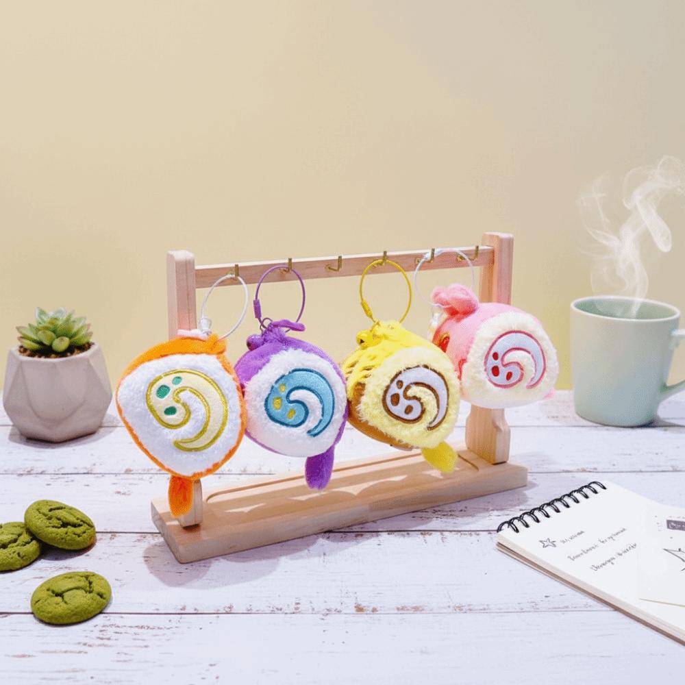 Creative Animal Swiss Roll Pendant Cake Appearance Stuffed Swiss Roll Keychain 10Cm Fluffy Cartoon Keychain Birthday Gift