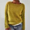 Maglione Basic a Maglia Tinta Unita con Scollo Rotondo Elegante e Versatile Lussuoso Vestibilità Rilassata Snellente e Versatile Top