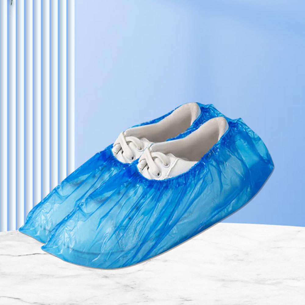 

100 шт(50 пар) Одноразовый водонепроницаемый бахил Водонепроницаемый бахил Резинка Горловина Бытовой Короткий бахил синий