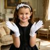 White Satin Kids Gloves Children Dress Gloves Elegant Wedding Gloves for Flower Girl Dancing