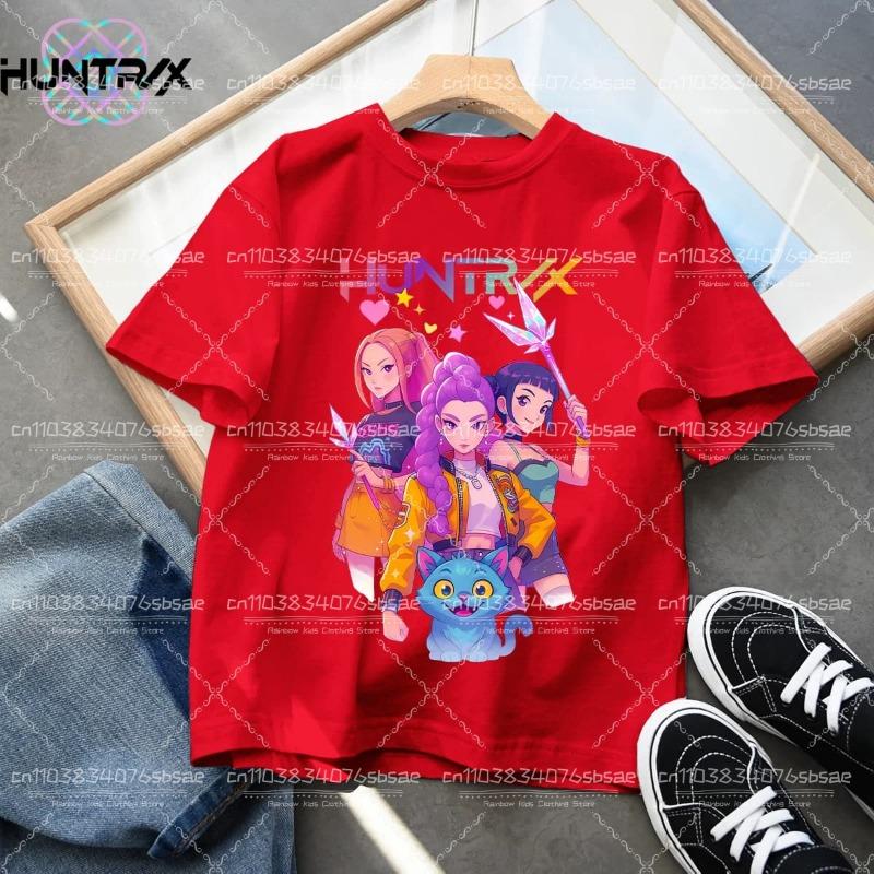 Kpop Demon Hunters Cartoon Tee Shirt Harajuku Cool Kids T-shirts Cotton Summer Tops Saja Boys Outfits Gift Baby Girl Boy Clothes