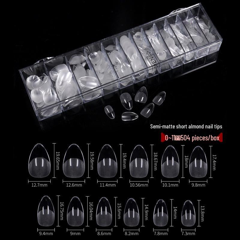 

Сверхтонкие полуматовые бесшовные типсы для ногтей, 504 шт. - Прозрачный миндаль, короткая квадратная и круглая формы