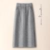Women's Light Gray Woolen High-Waisted Skirt: Thickened, Soft, and Flattering for Autumn/Winter 2025