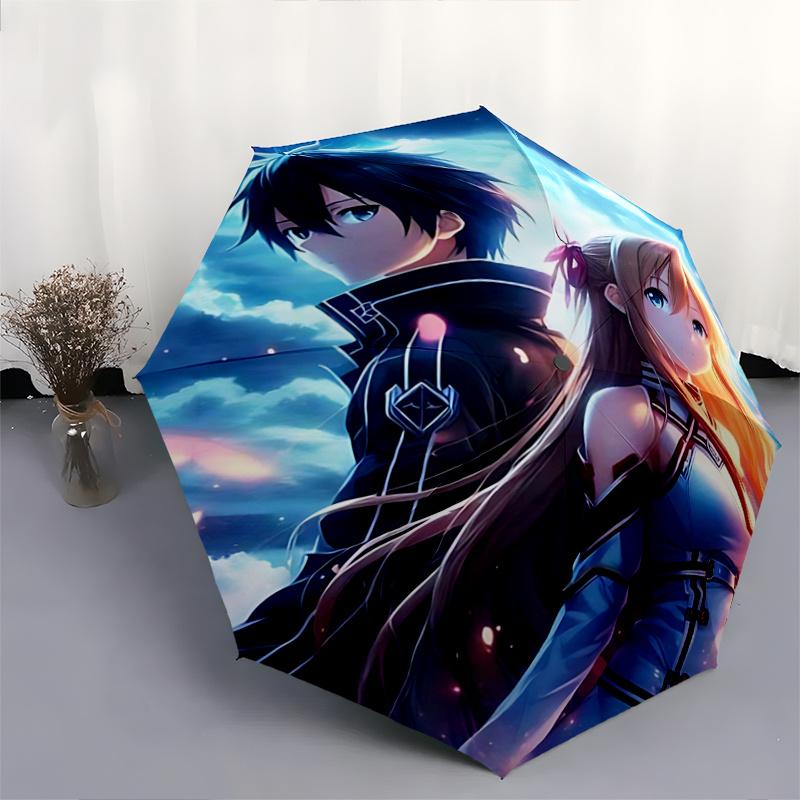 1pc Sword Art Online Inspired Umbrella Automatic Opening/Closing Umbrella with Foldable Design, Perfect for Fans, Travelers, and Daily Use.C056