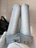 Women's Light Blue High-Waisted Micro-Flare Jeans - Slimming, Elastic, Horse-Ear Flare, Long Pants for Spring and Autumn