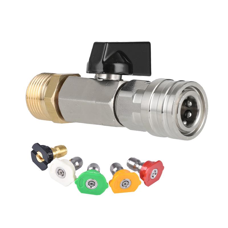 High Pressure Washer Ball Valve Kit 1/4" Quick Connector and M22/14mm for Power Washer Hose Switch on/off