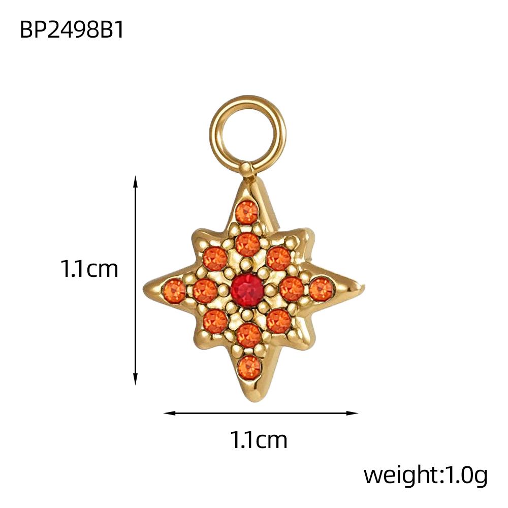 CARLIDANA DIY Handmade Moon Stars Colorful Zircon Accessories Charm Stainless Steel Gold Plated Pendant Fashion Jewelry Necklace