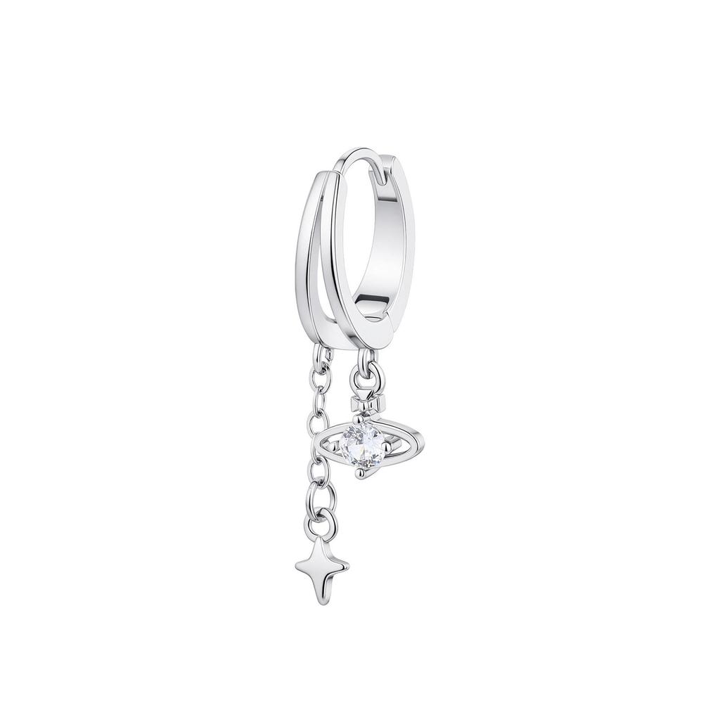 Double Ring Star Saturn Tassel Pendant Earrings: Zirconia Sparkle for Women, Light Luxury, High-End Feel, Perfect for Autumn/Winter