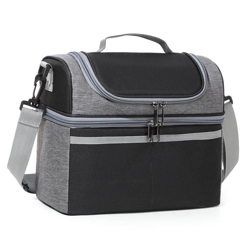 Zweischichtige, farblich abgesetzte, isolierte Lunchtasche - Stilvoll, als Umhängetasche oder in der Hand getragen, großes Fassungsvermögen für Bento