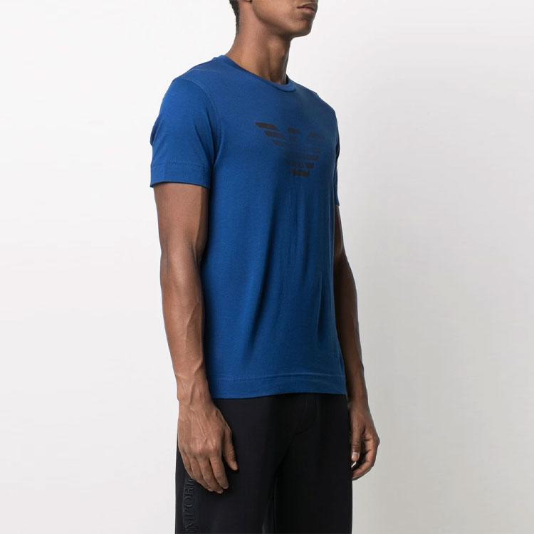 Emporio Armani Ss21 Logo Print Crew Neck Short Sleeve T-Shirt Men Tops Blue 3K1TE6-1JSHZ-0921