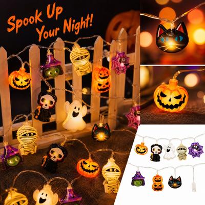 Halloween Pumpkin and String Lights for Indoor Outdoor Party and Home Decor