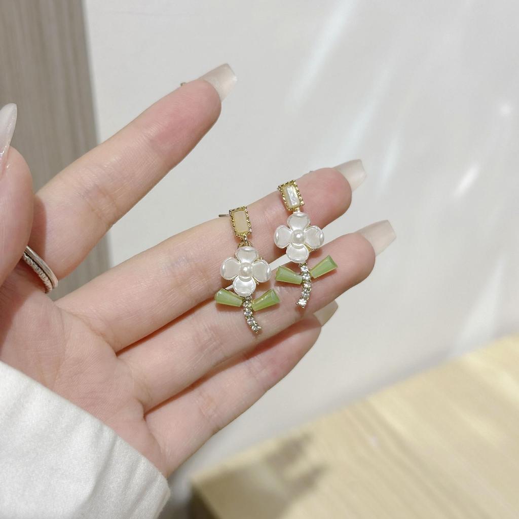 Elegant Floral Bow Earrings - High-End French Design for Women