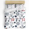 Nautical Anchor Ship Lighthouse Whale Art 3dílná sada povlečení pro manželskou postel Domácí textil Povlak na přikrývku Povlak na polštář Povlak na polštář