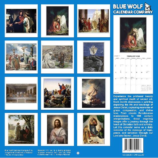2026 Paintings of Christ Monthly Wall Calendar - Famous Paintings of our Lord and Savior - Bloch, Hoffman, Da Vinci, Raphael, Tissot | Christian