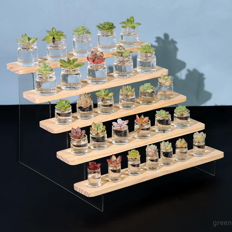 Wooden Display Stand Jewelry Showcase Storage Holder Collectibles Shelf Organizer Dessert Cupcake Perfume Storage Rack