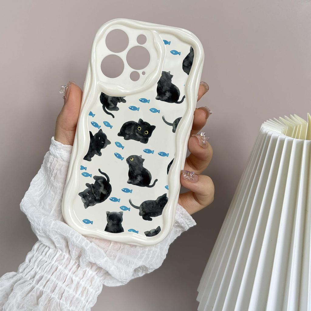 LZ8 Cartoon Cat Cute Art Clear Soft Wave Phone Cases for iPhone 15 13 Pro Max 12 Mini 14 8 Plus XS Max XR 6 Protection Back Cover