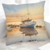 Großes Aquarellboot Sonnenuntergang Kunst Kissenbezug Küsten-Nautik Strand Dekoration Druck Überwurf Kissen Dekoration
