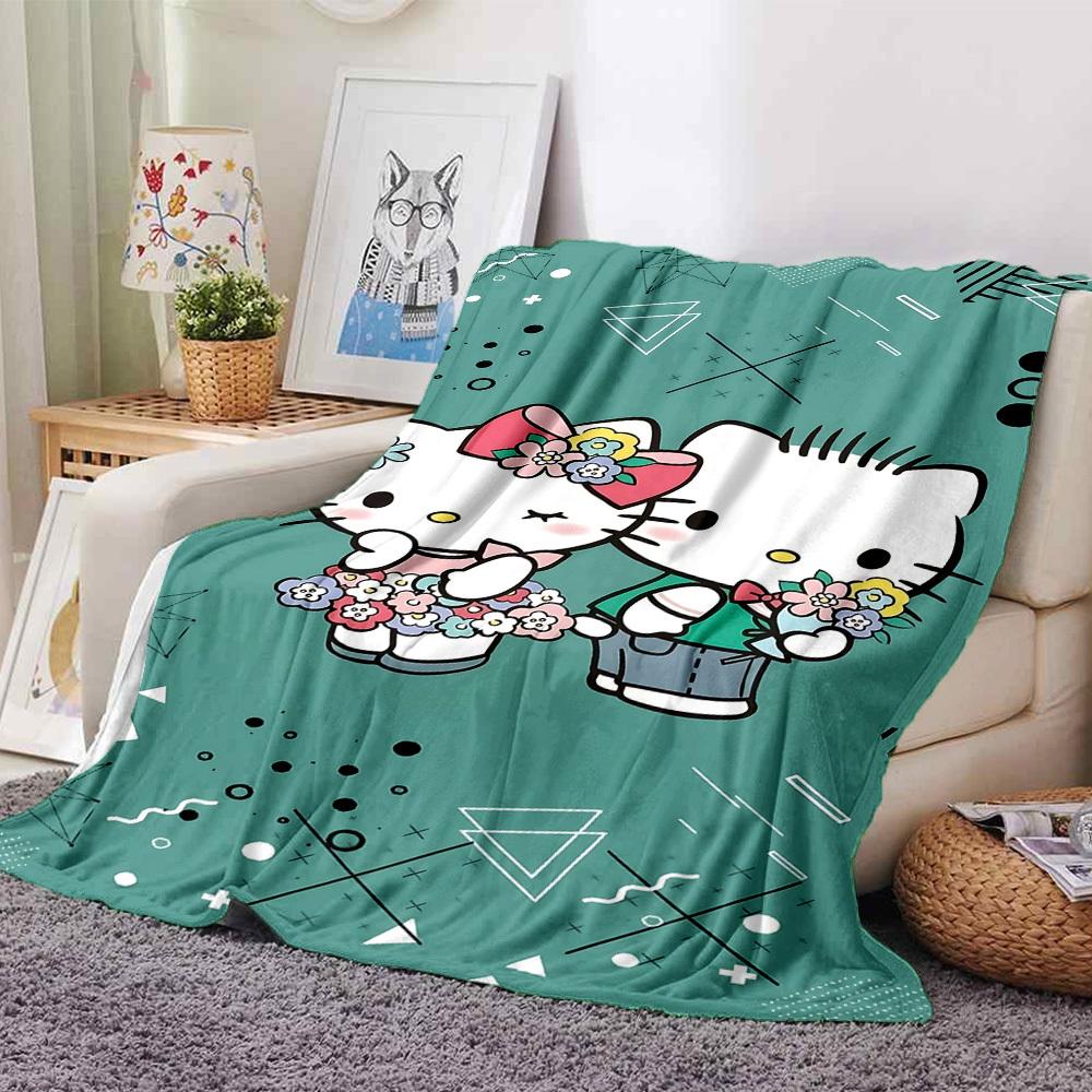 

1 шт. Плед Hello Kitty с цветами Легкий фланелевый плед для дивана, кровати, путешествий, кемпинга, гостиной1197L 80cmx120cm(31inx47in)