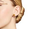 1 Pair Women Ear Studs Retro Geometric Shape Amber Smooth Lightweight Ear Jewelry Lady Prom Cocktail Party Stud Earrings