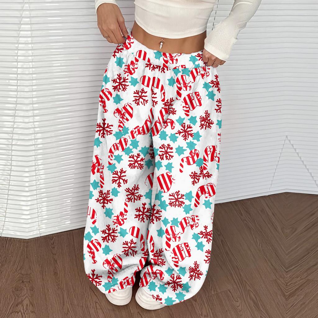 Women's Casual And Fashionable Elastic Waist Loose Wide Leg Pants