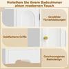 Bathroom Cabinet, Narrow Bathroom Cabinet with Drawer, Arched Doors, Open Shelf, Adjustable Shelf, 20x20x185 Cm, White