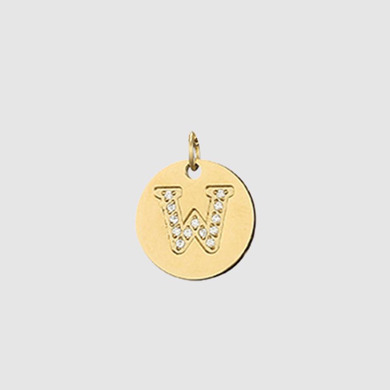 CARLIDANA Classique Minimaliste Alphabet 26 Breloques Lettres en Cristal Collier Pendentif Rond Lettre Acier Inoxydable Collier DIY
