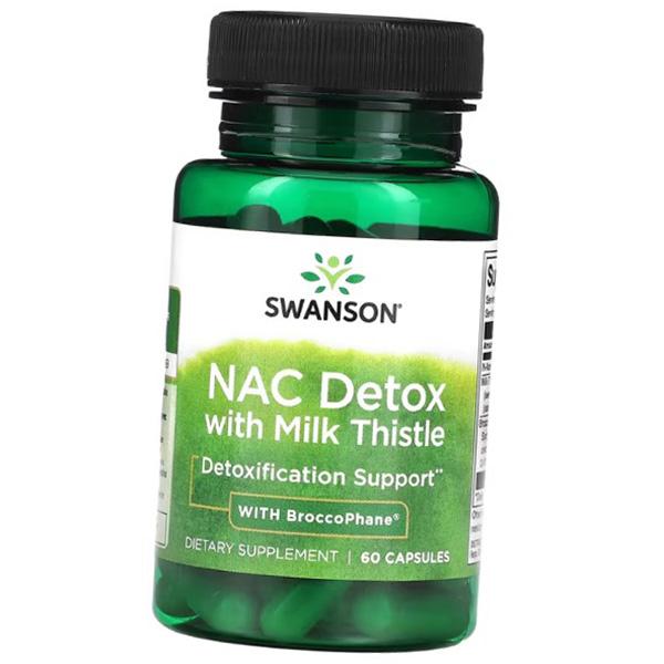 

Ацетилцистеїн для детоксикації, NAC Detox з розторопшею з BroccoPhane, Swanson 60капс (70280065) 60caps