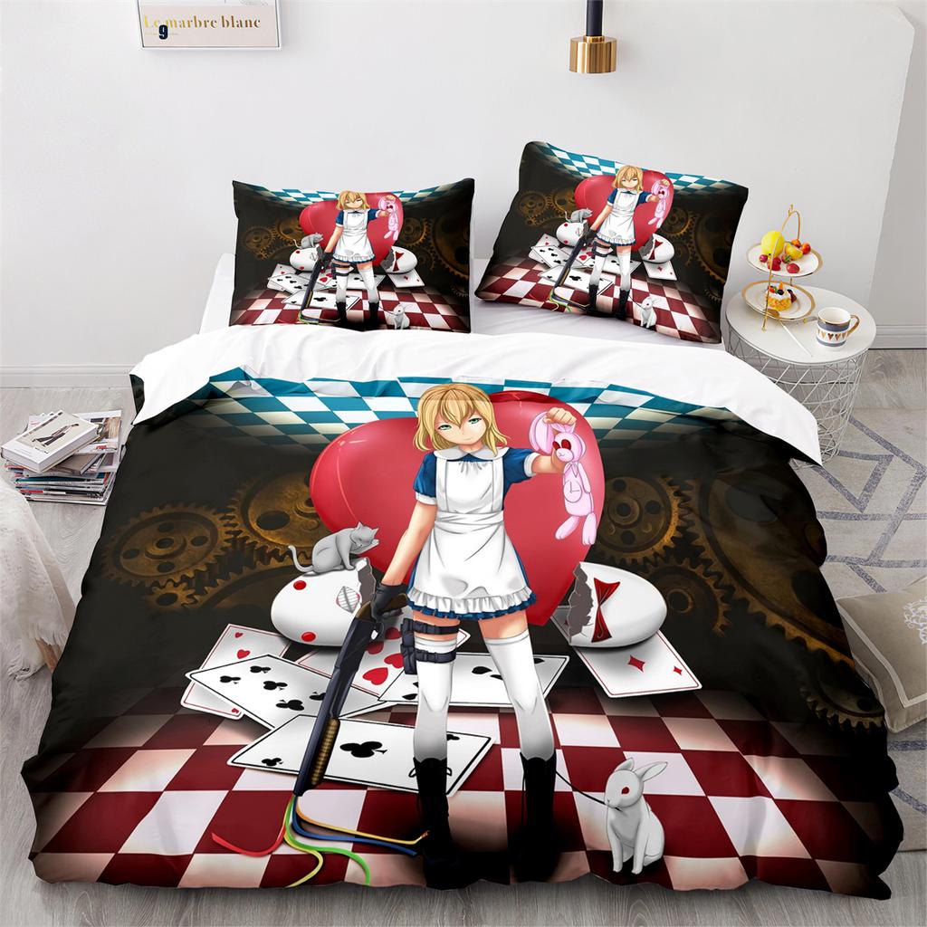 Gacha Life Academia Anime Duvet Cover Set with Pillow Covers Polyester Teens Kids Bedding Set Full Queen King Size Bed Linen