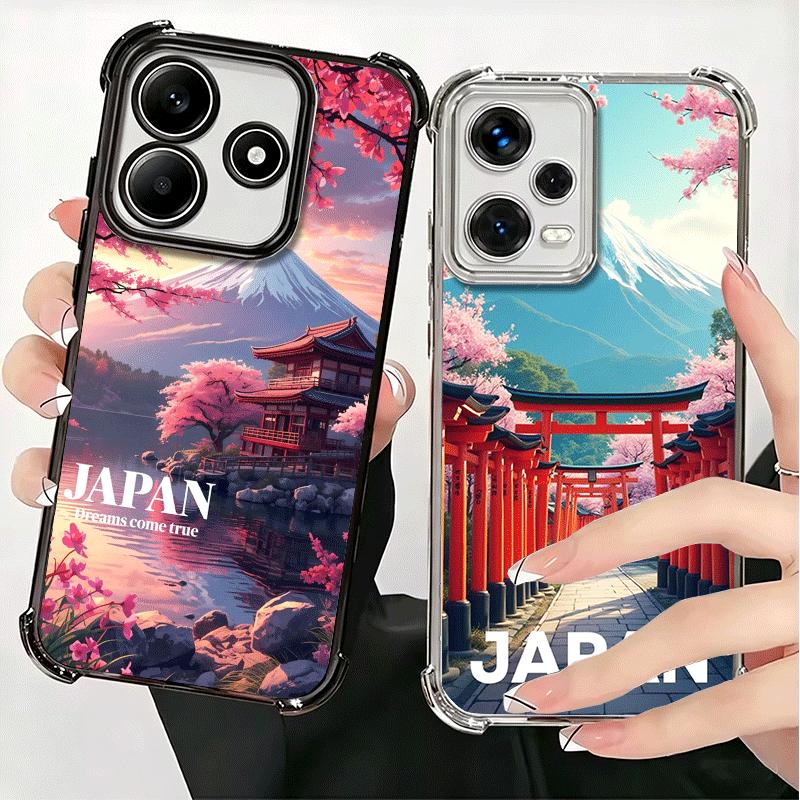 Osaka Tokyo Japan Scenery Plating Phone Case For Xiaomi Redmi Note 14 15 Pro Plus 13 12 11 11S 11T 10 9S 9 5G Anti-Fall Airabag