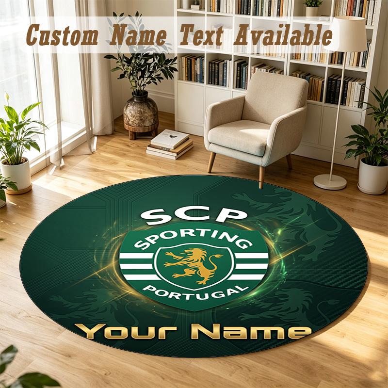 Round Rug Custom NameSporting CP Pattern Non Slip Carpet Home Floor Decor