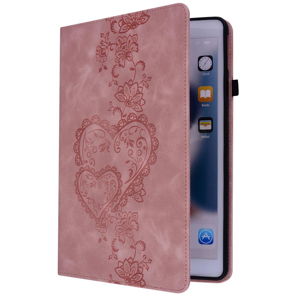 For Lenovo Tab M11 (TB-330FC)/Xiaoxin Pad 11 2024 (TB-331FC) Leather Case Heart Imprint Foldable Stand Card Slot Stylus Holder Tablet Cover