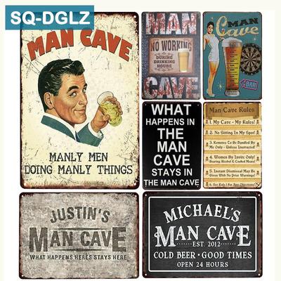 [SQ-DGLZ]Man Cave Rules  Metal Sign Bar Wall Decor Vintage Metal Crafts Home Decor Painting Plaques Art Poster