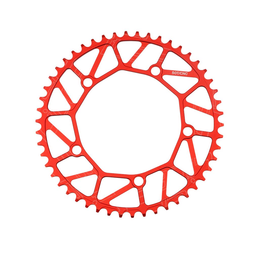 

Litepro Folding Bike Full Hollow Bicycle Chainwheel Chainring BCD130 Ultralight Positive Tooth Disc 48/50/52/54/56/58T (Red, 56T)