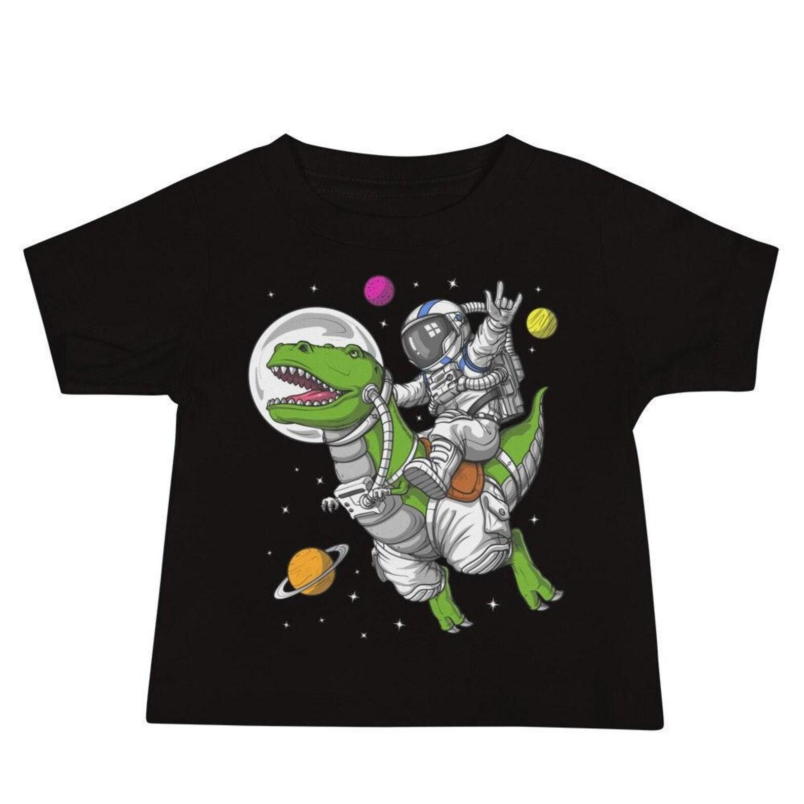 Space Astronaut Riding T-Rex Dinosaur Kids Shirt - Funny Dinosaur Boys T-Shirts - Dinosaur Unisexs Clothing - Dinosaur Clothes 110